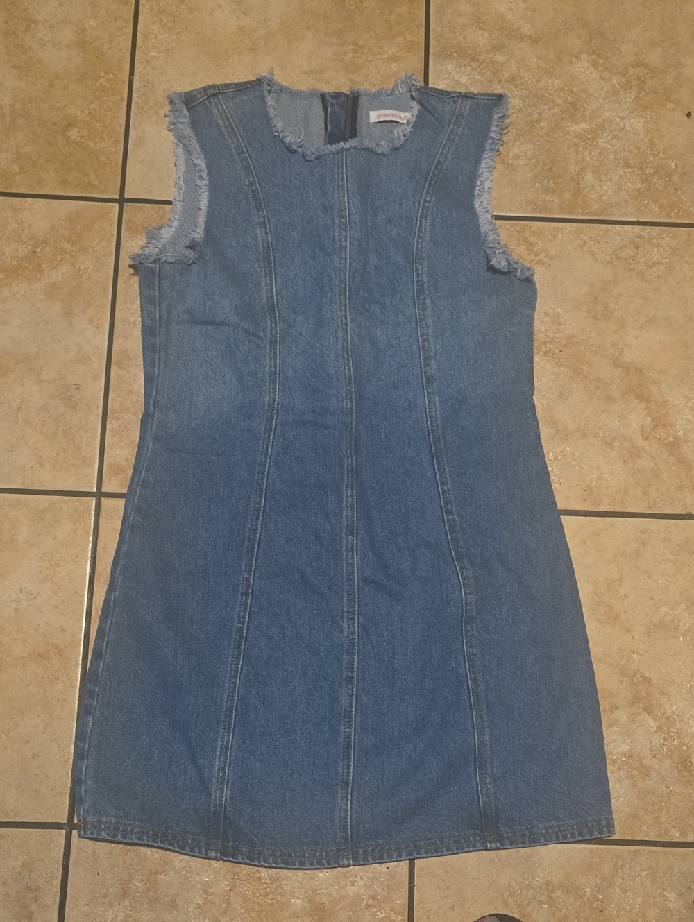 Shoe Dazzle Light Blue Frayed Denim Top